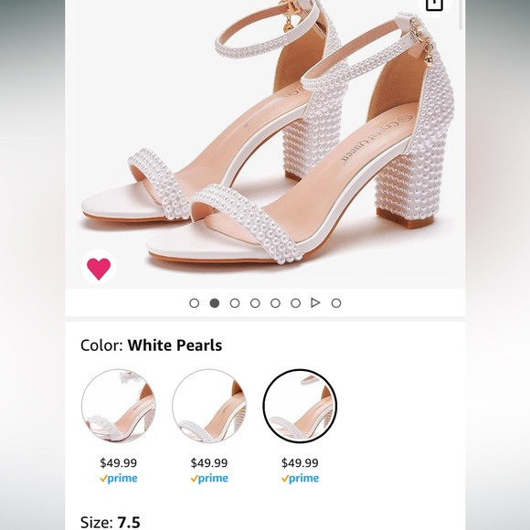 Pearl Block Heel Sandals - Picture 2 of 6
